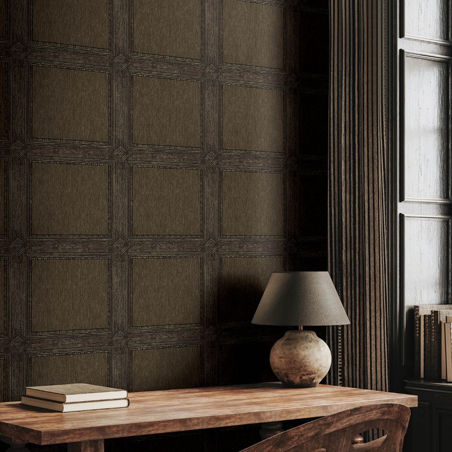 Moorland Dark Brown by Chris Loves Julia Wood Panel Wallpaper – A-Street Prints 4173-27659