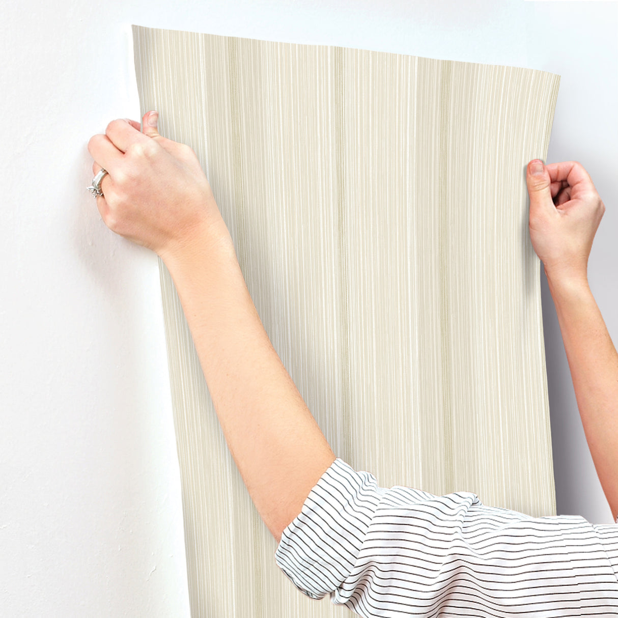 Ames Beige Linen Stripe by Chris Loves Julia Non Woven Wallpaper – A-Street Prints 4173-27662
