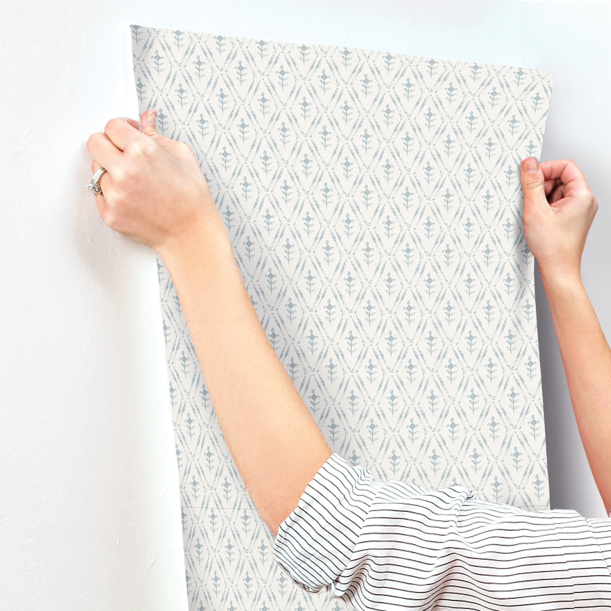 Tillie Blue Diamond Floral Wallpaper by Chris Loves Julia – A-Street Prints 4173-27671