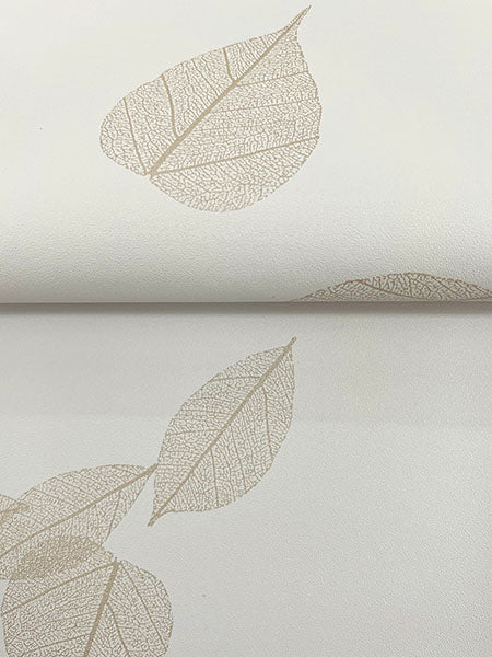 Myles Gold by Warner Leaves Wallpaper – Brewster Home Fashions 4174-4646