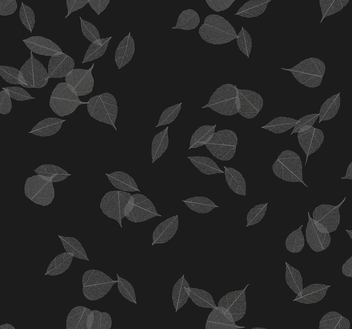 Myles Black Leaves Wallpaper by Warner, 4174-4650 pattern detail