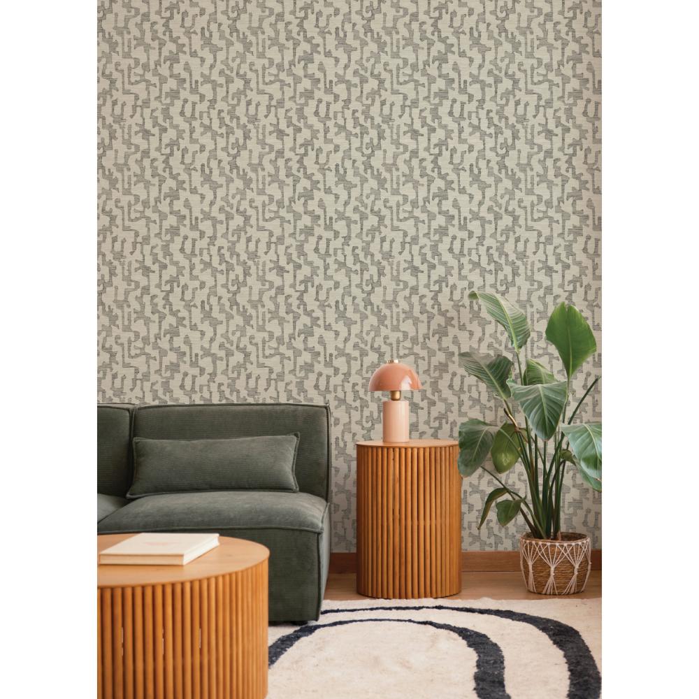 Cipher Black by A-Street Prints Geometric Faux Grasscloth Wallpaper- A-Street Prints 4177-27704