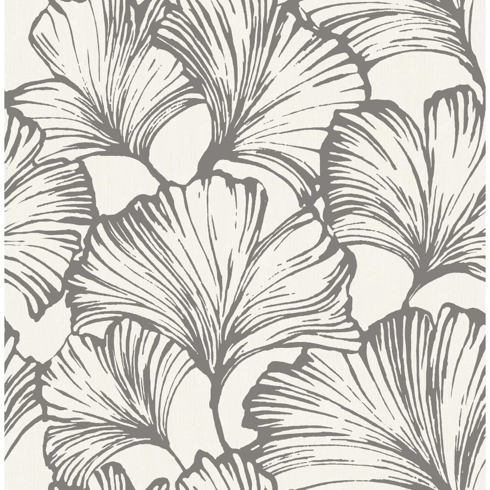 Kyoto Charcoal Ginkgo Leaf Wallpaper by A-Street Prints – large ginkgo leaf pattern detail