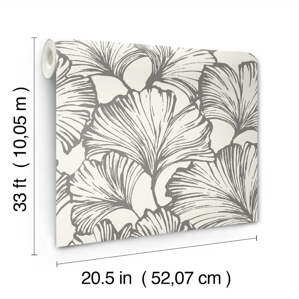 Kyoto Charcoal by A-Street Prints Ginkgo Leaf Wallpaper – A-Street Prints 4177-27713