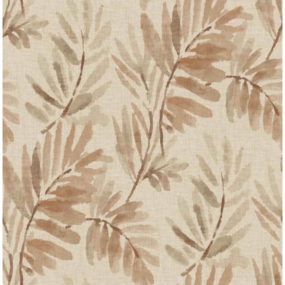 A-Street Prints Serenade Blush Ferns Wallpaper roll with watercolor leaf motif