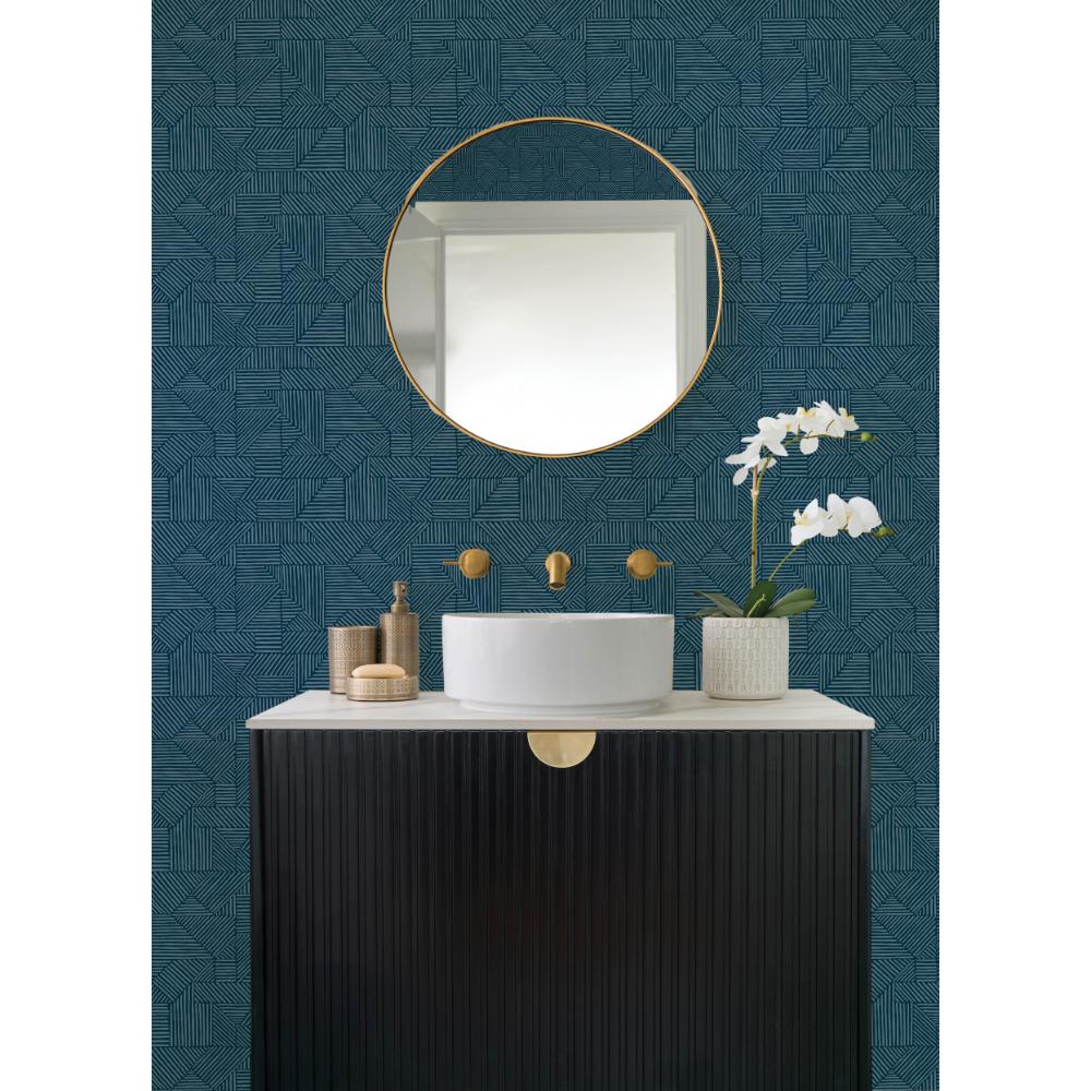 Crescendo Dark Blue by A-Street Prints Block Geometric Wallpaper- A-Street Prints 4177-83301