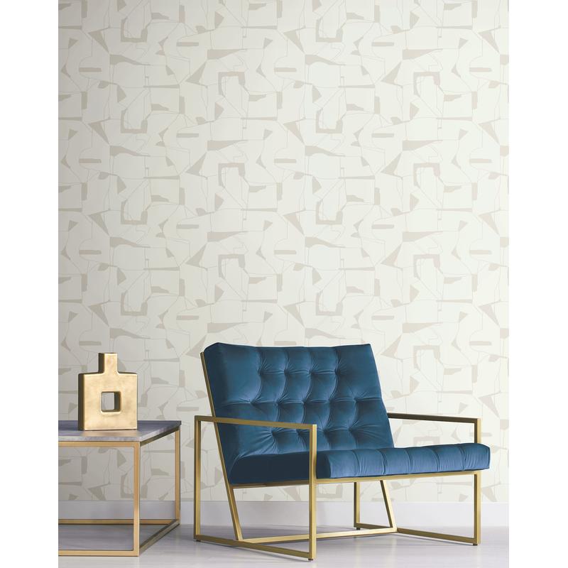 Calder Platinum by Warner Abstract Wallpaper- Brewster 4178-4448