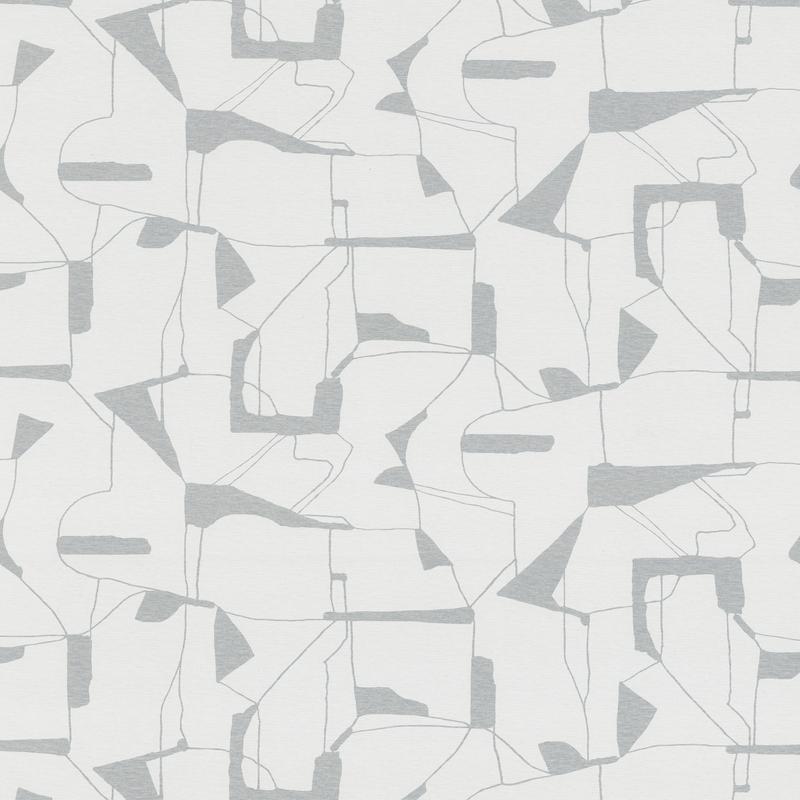 Calder Silver Abstract commercial wallpaper, 54 inch wide vinyl, pattern 4178-4449 by Warner