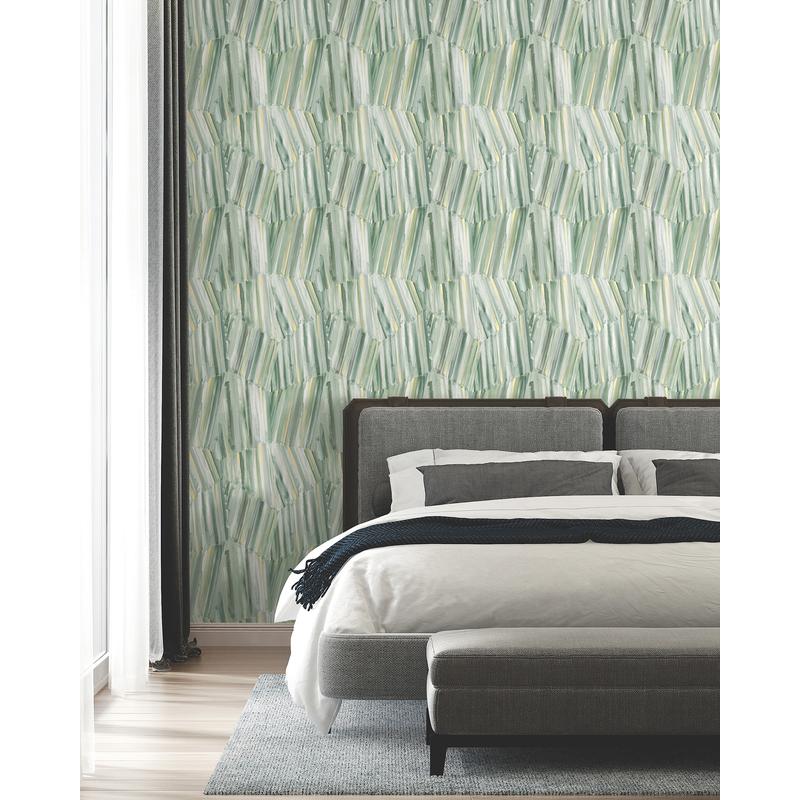 Masterwork Sea Green by Warner Brushstrokes Wallpaper- Brewster Home Fashions 4178-4454