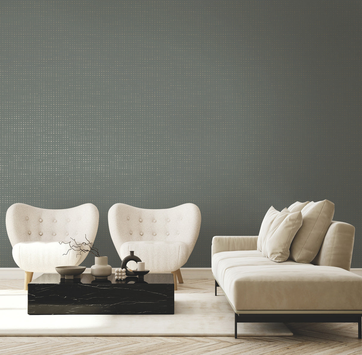 Brielle Pewter by Warner Polka Dot Wallpaper – Brewster Home Fashions 4181-4707