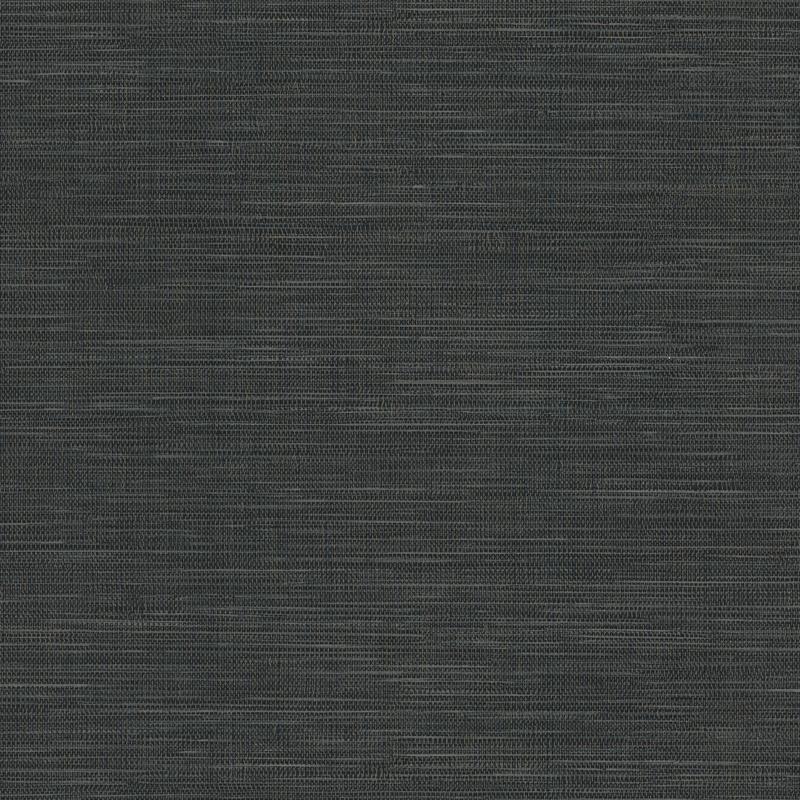 Warner Winn Black Faux Grasscloth Wallpaper
