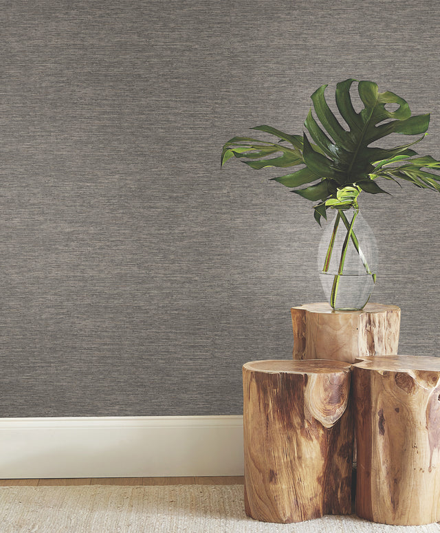 Mae Charcoal by Warner Faux Grasscloth Wallpaper – Brewster Home Fashions 4183-4836