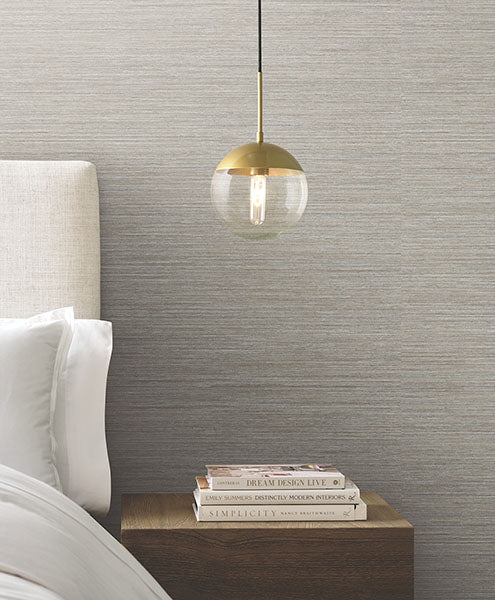 Nira Grey by Warner Fabric Weave Wallpaper – Brewster 4183-4840
