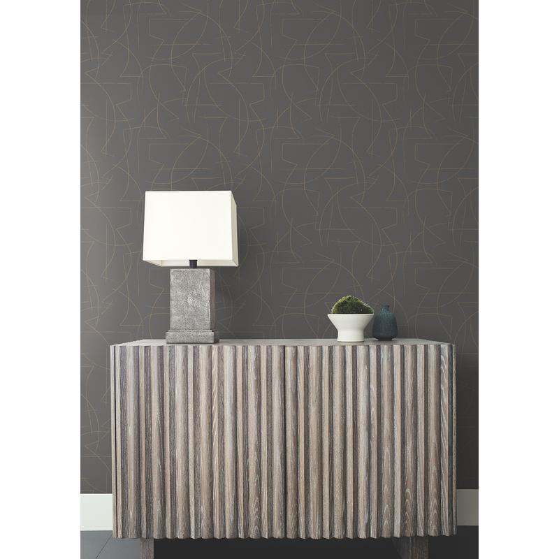 Enzo Pewter by Warner Abstract Wallpaper – Brewster Home Fashions 4184-4904