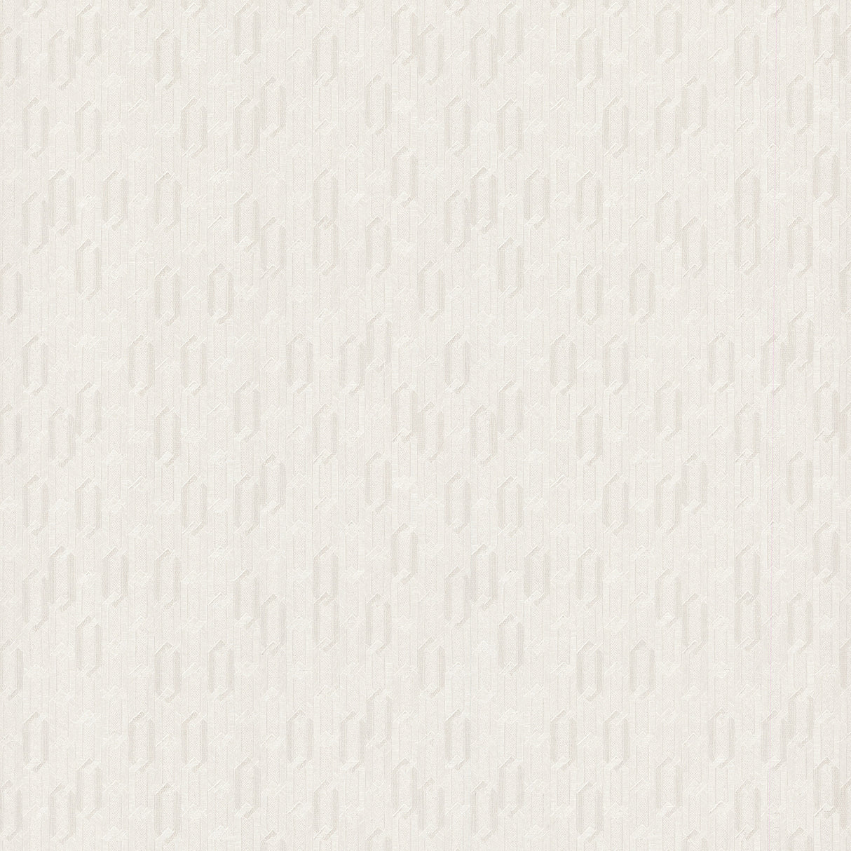 Wesley Pearl Chain fabric backed vinyl commercial wallpaper in pearlescent white, geometric chain motif