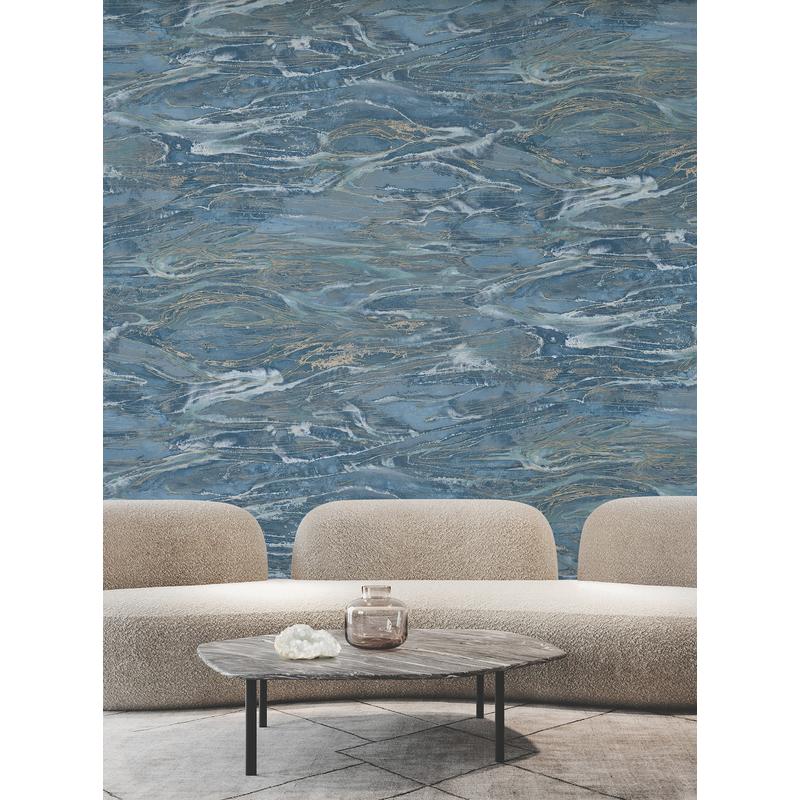 Nyla Indigo by Warner Metallic Scribble Wallpaper – Brewster Home Fashions 4184-4915