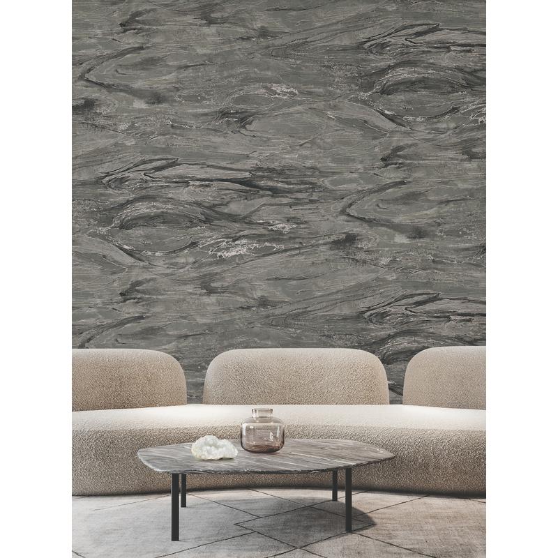 Nyla Charcoal by Warner Metallic Scribble Wallpaper – Brewster Home Fashions 4184-4916