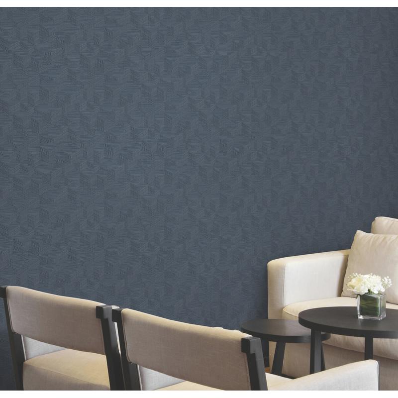 Naila Indigo by Warner Geo Weave Wallpaper – Brewster 4184-4952