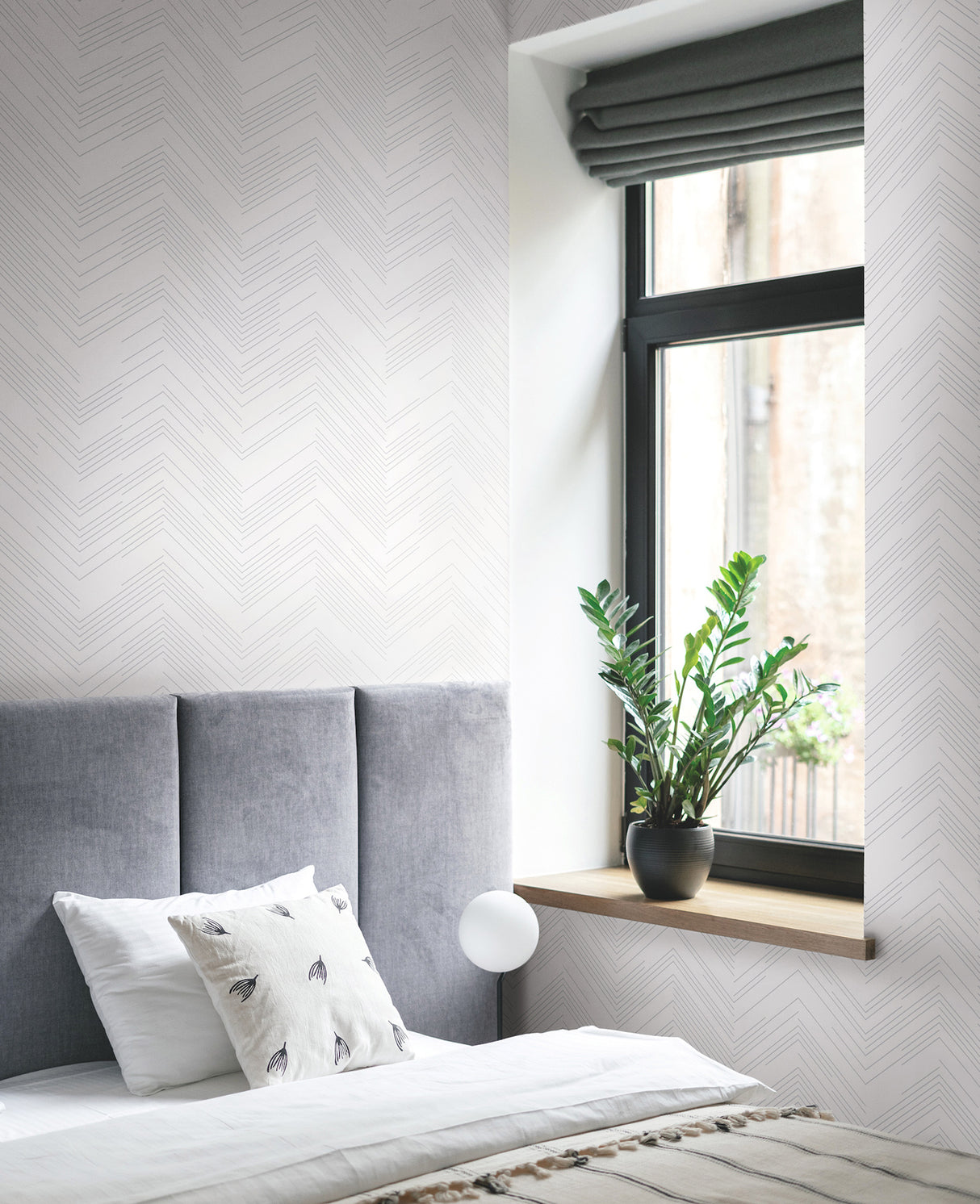 Kian White by Warner Modern Chevron Wallpaper – Brewster Home Fashions 4184-4953