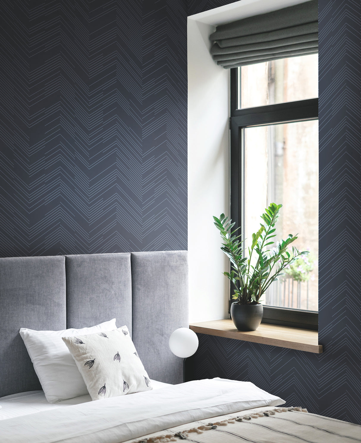 Kian Indigo by Warner Modern Chevron Wallpaper – Brewster Home Fashions 4184-4956