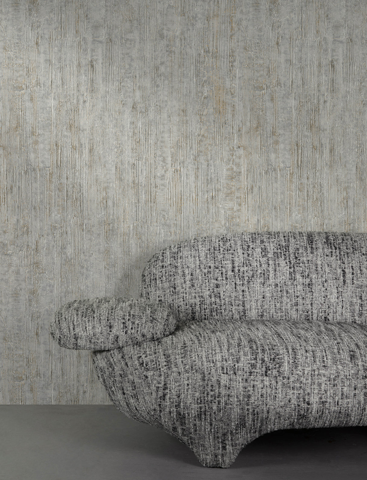 Ramona Grey Distressed Texture Unpasted Vinyl on Non Woven Scrubbable Strippable Wallpaper by Chesapeake Kitchen and Bath - 4191-83004