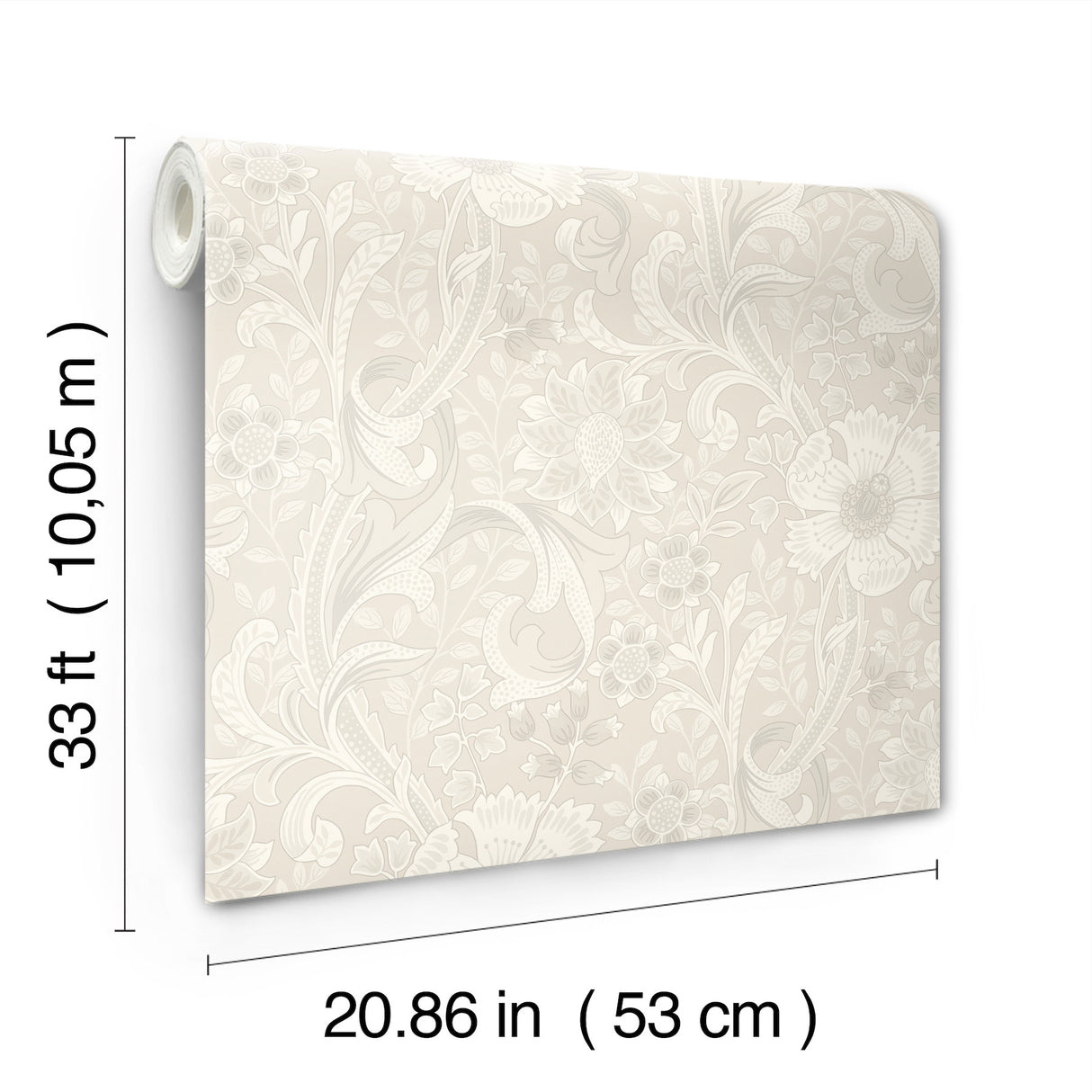 Liora Neutral Floral Trail Unpasted Non Woven Farmhouse Botanical Washable Wallpaper by Chesapeake Kitchen and Bath - 4191-83011