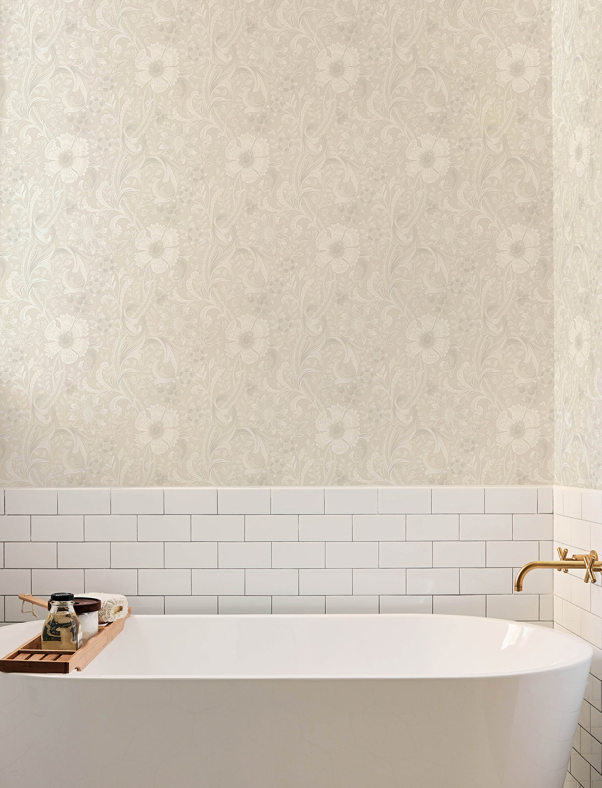 Liora Neutral Floral Trail Unpasted Non Woven Farmhouse Botanical Washable Wallpaper by Chesapeake Kitchen and Bath - 4191-83011