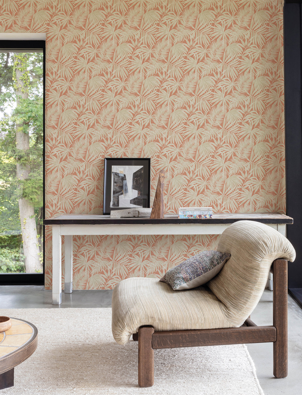 Sonny Rust Fronds Wallpaper by Chesapeake Tropical Botanical Palm Leaf Unpasted Washable Non Woven Wallpaper Roll 20.9 in x 33 ft - 4191-83029