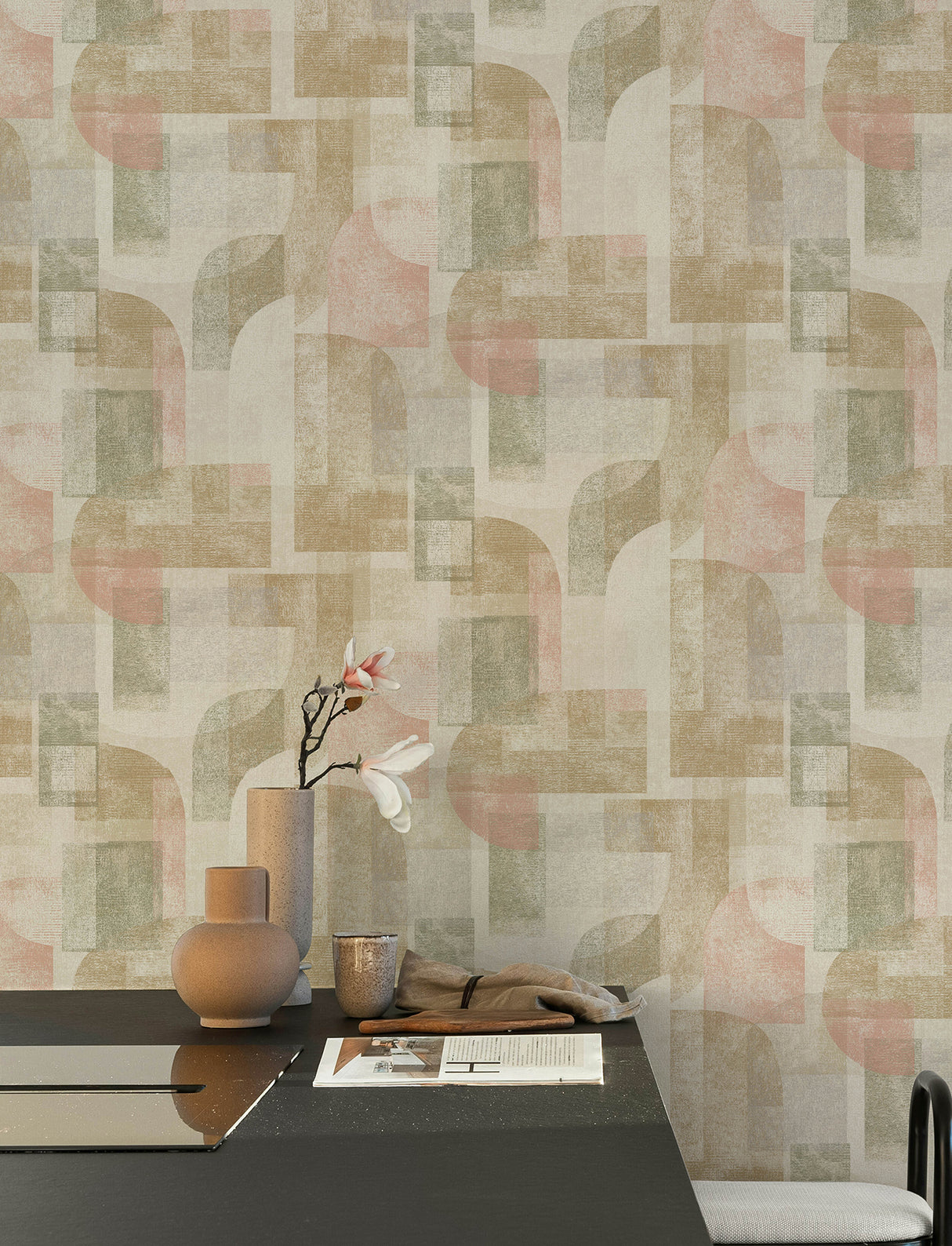 Cassandra Brown Retro Abstract Block Geometric Non Woven Unpasted Wallpaper by Chesapeake Kitchen and Bath Collection - 4191-83032