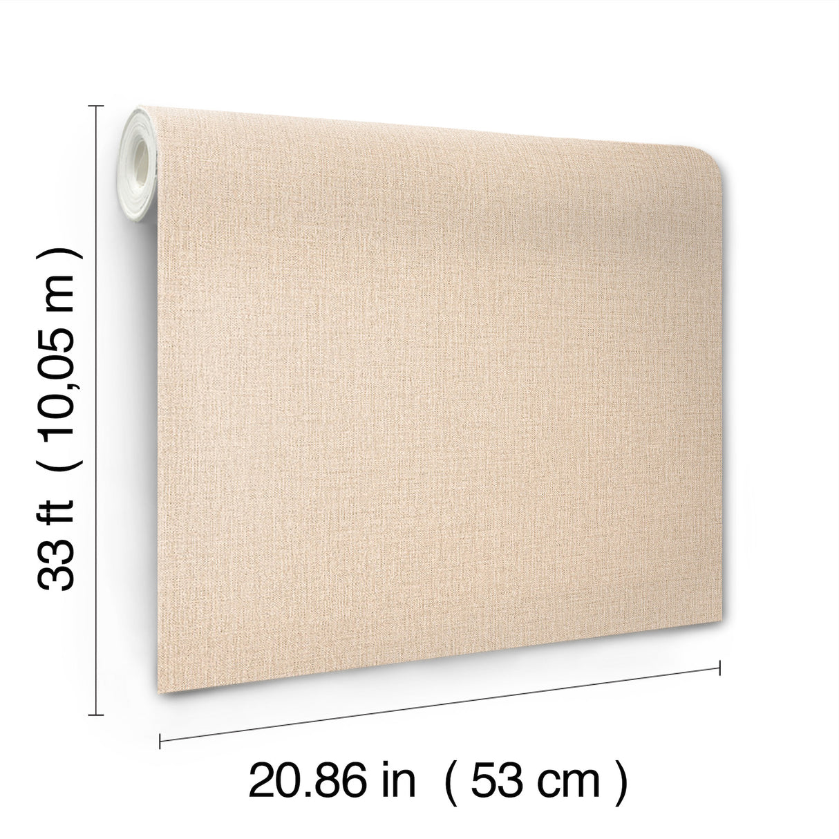 Sonia Beige Faux Linen Wallpaper by Chesapeake Kitchen and Bath Collection Transitional Solid Scrubbable Strippable Vinyl Non Woven - 4191-83035