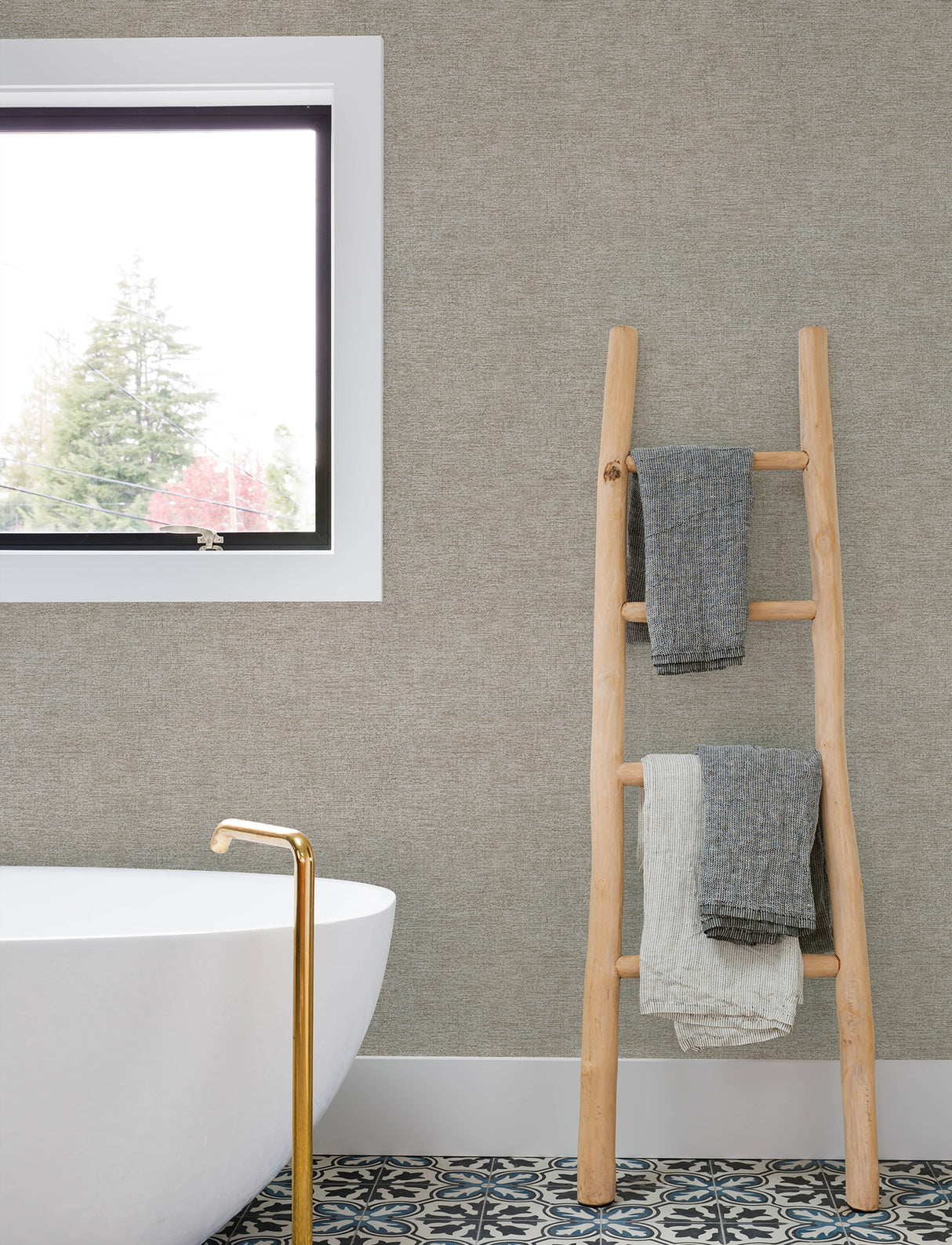 Tansy Dark Grey Distressed Textured Vinyl on Non Woven Wallpaper by Chesapeake, Industrial Style Kitchen & Bath Collection - 4191-83039