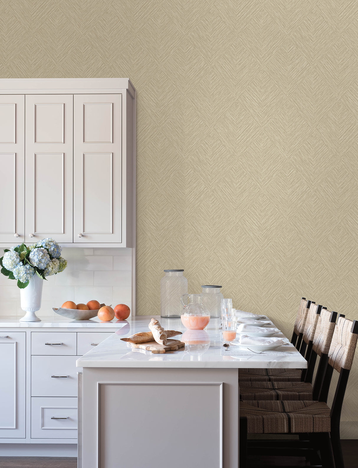 Hollis Light Brown Textured Diamond Geometric Vinyl Non Woven Scrubbable Strippable Wallpaper by Chesapeake Kitchen and Bath - 4191-83044
