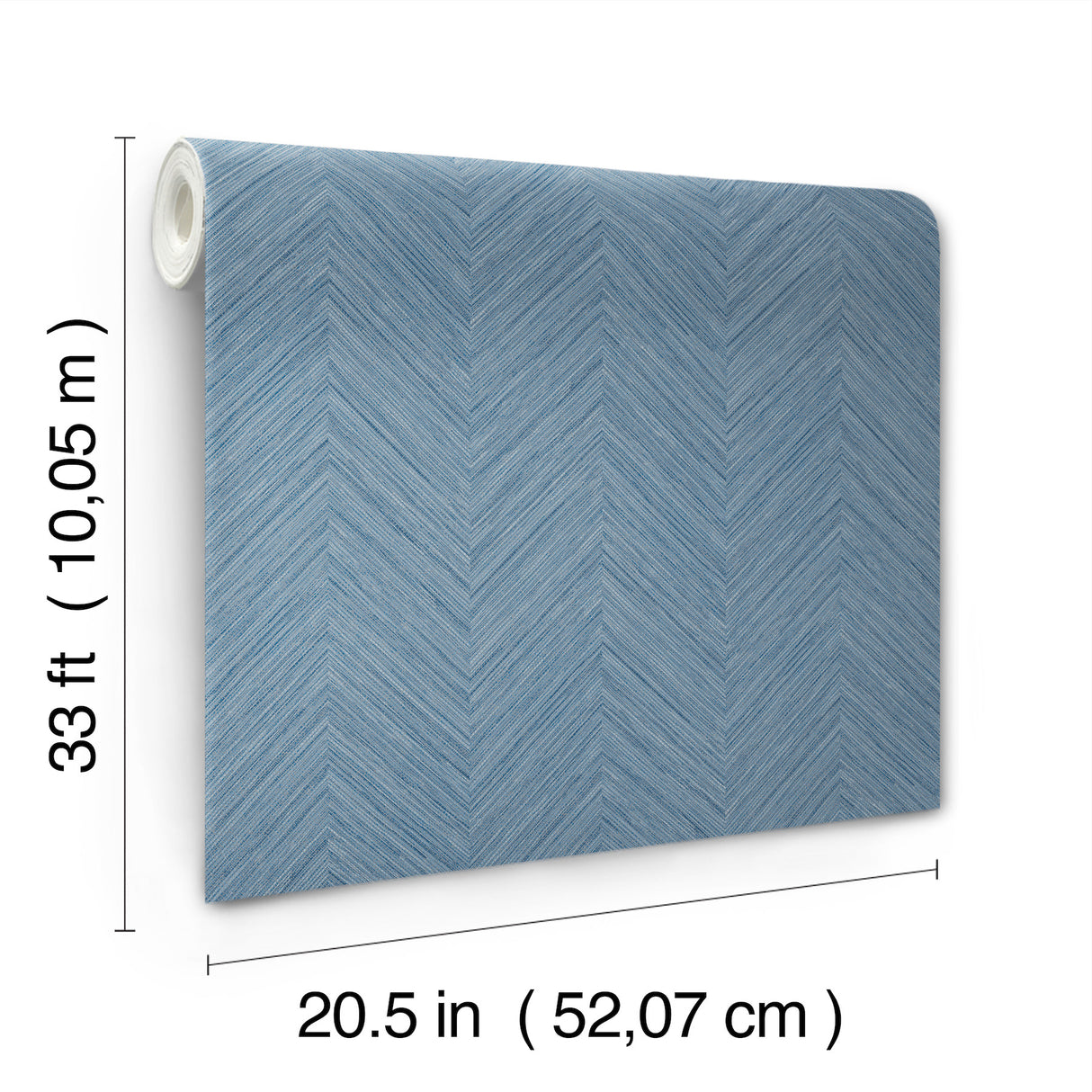 Caladesi Blue Linen Chevron Textured Unpasted Non Woven Hybrid Washable Modern Wallpaper by Chesapeake Plaid & Stripe Collection - 4192-13678