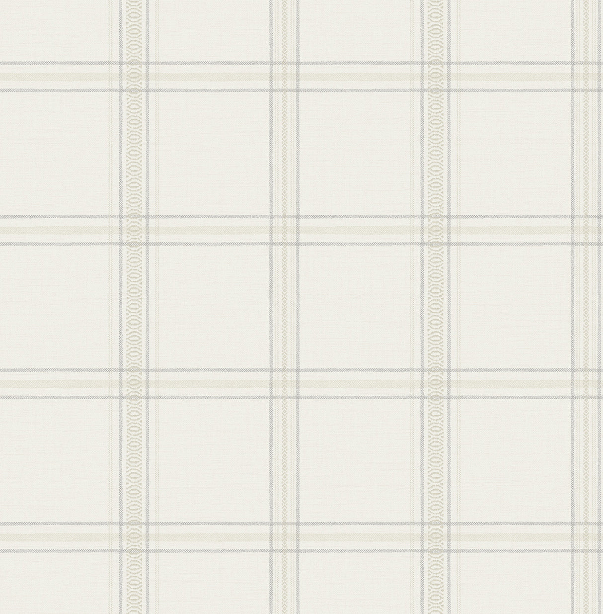 Auberge White Plaid Textured Non Woven Wallpaper by Chesapeake - 4192-27606