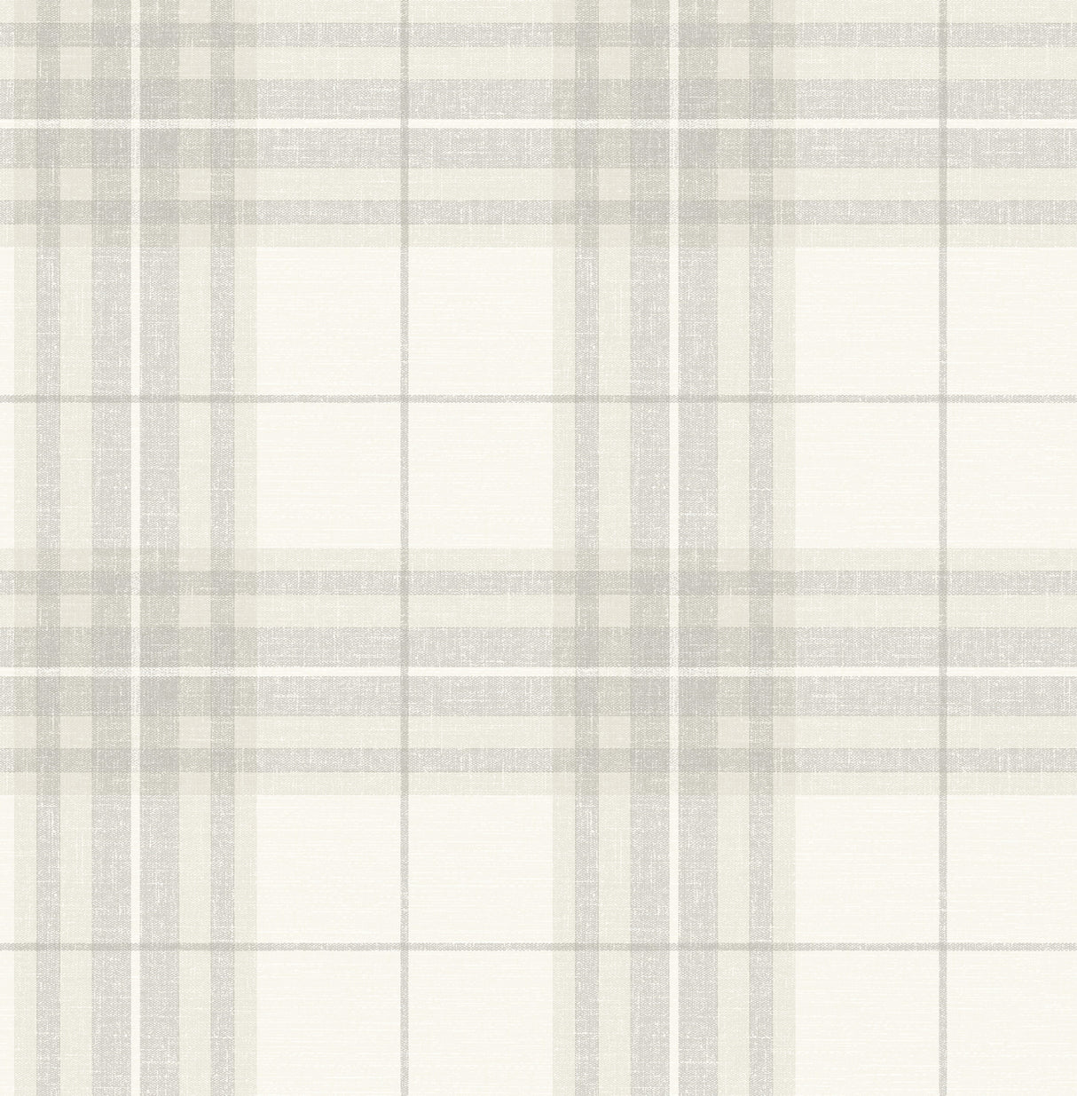Cabin Check Grey Plaid Wallpaper by Chesapeake - SKU 4192-27693, a textured non woven plaid design in grey, beige and white