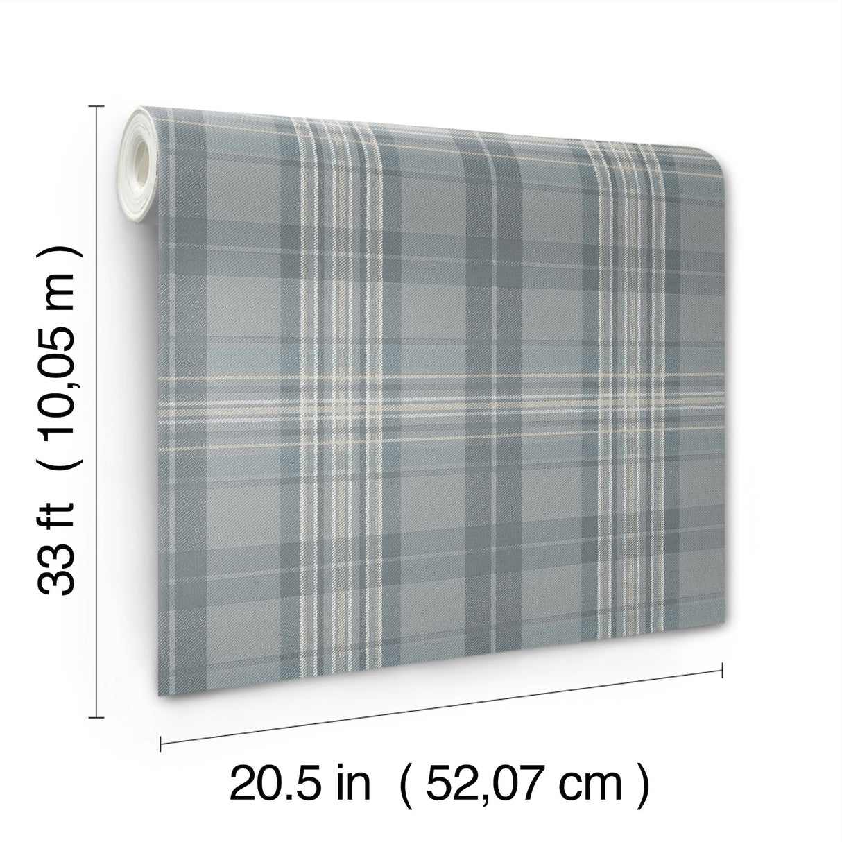 Austin Slate by Chesapeake Farmhouse Plaid and Stripe Collection Non Woven Hybrid Unpasted Washable Traditional Plaid Wallpaper - 4192-330214
