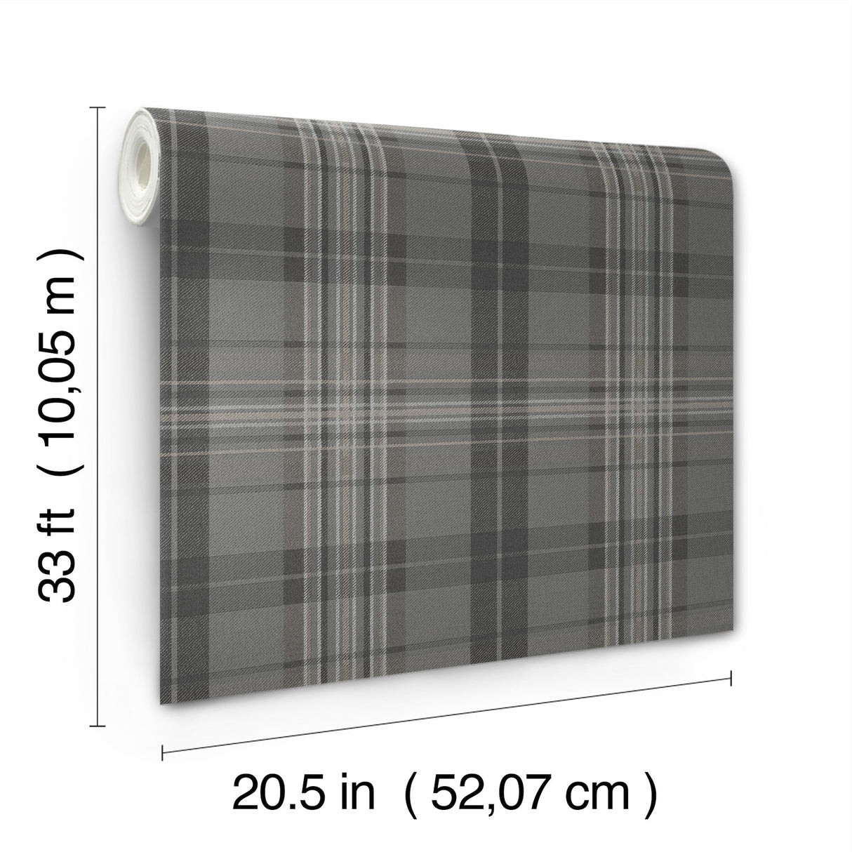 Austin Charcoal by Chesapeake Farmhouse Traditional Plaid Non Woven Hybrid Unpasted Sidewall Wallpaper Roll 20.5 in x 33 ft - 4192-330215