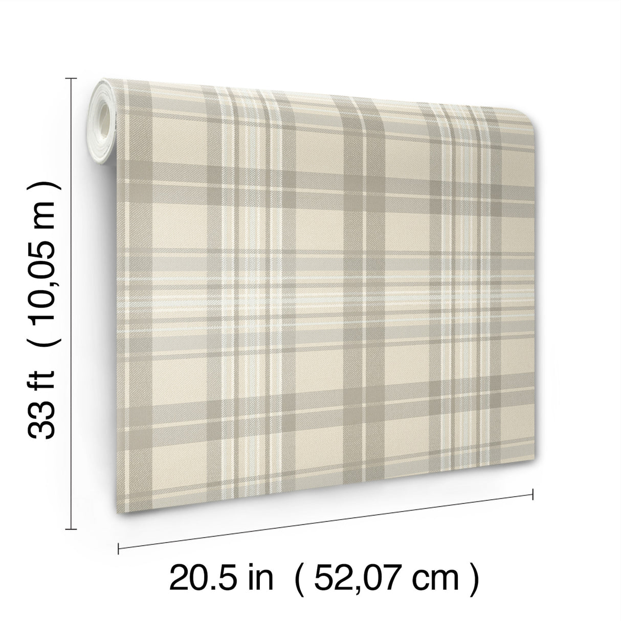 Austin Beige Plaid Wallpaper in Beige, Grey and White by Chesapeake Farmhouse Non Woven Hybrid Plaid & Stripe Collection - 4192-330216
