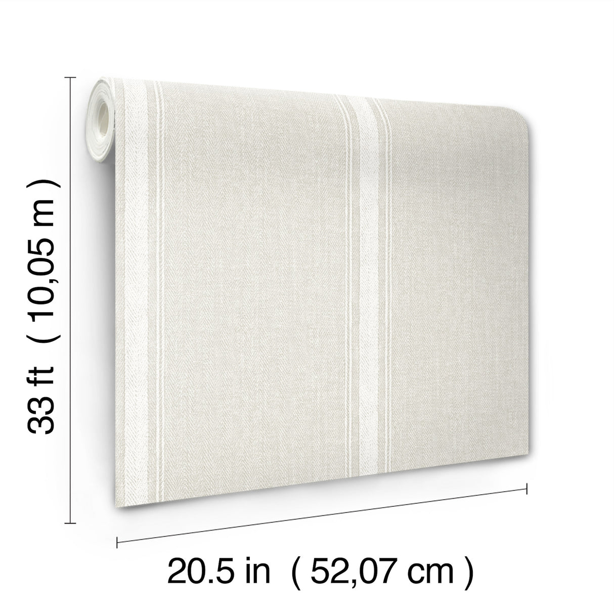 Linette Beige by Chesapeake Fabric Stripe Wallpaper Prepasted Easy Walls Non Woven Hybrid Washable Strippable Country Style - 4192-70070
