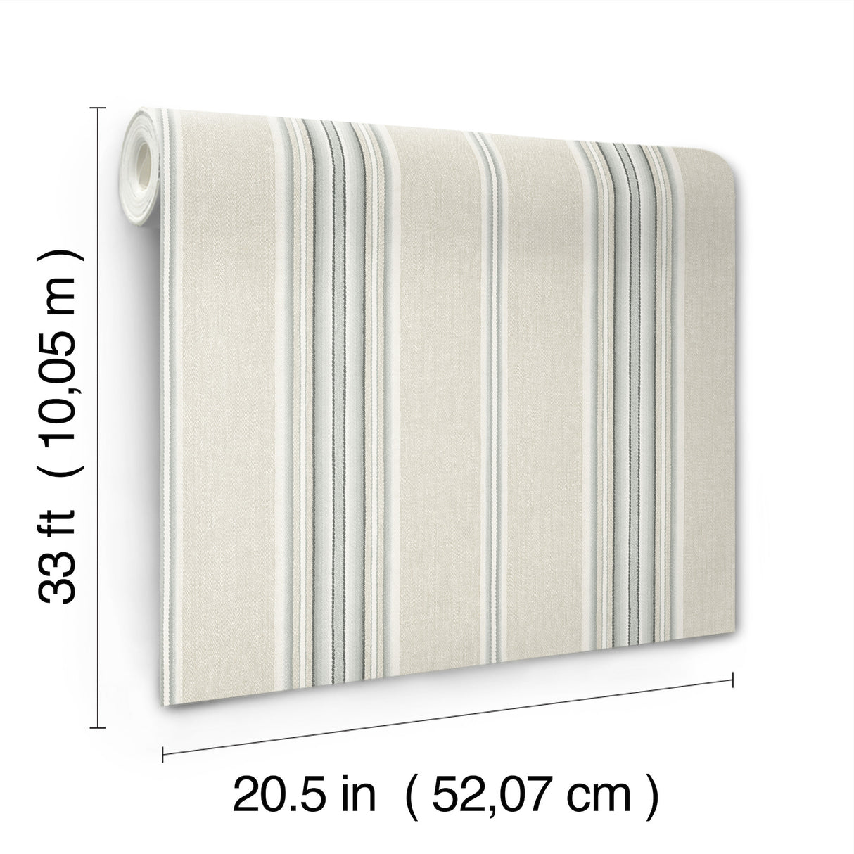 Calvados Turquoise Linen Stripe by Chesapeake Farmhouse Style Prepasted Non Woven Hybrid Stripe Wallpaper 20.5 in x 33 ft Roll - 4192-83122