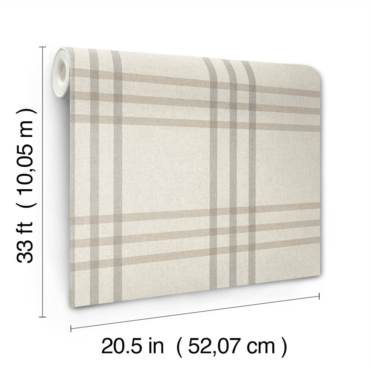 Fletcher Grey Plaid Farmhouse Windowpane Prepasted Easy Walls Non Woven Hybrid Washable Strippable Wallpaper by Chesapeake - 4192-83401