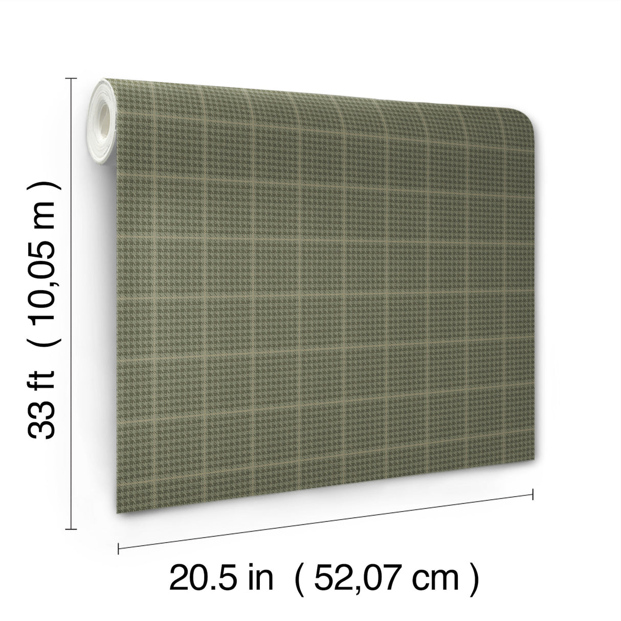 Prescott Dark Green Glen Check Houndstooth Prepasted Non Woven Hybrid Washable Strippable Wallpaper by Chesapeake Plaid & Stripe - 4192-83415