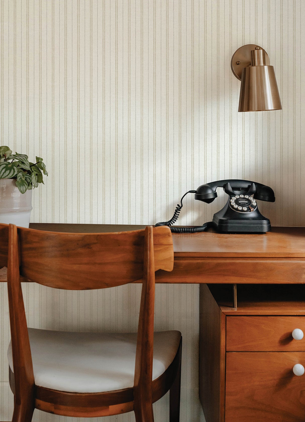 Harville Beige Double Stripe Wallpaper by Chesapeake Prepasted Easy Walls Non Woven Hybrid Washable Strippable Farmhouse Stripe - 4192-83427