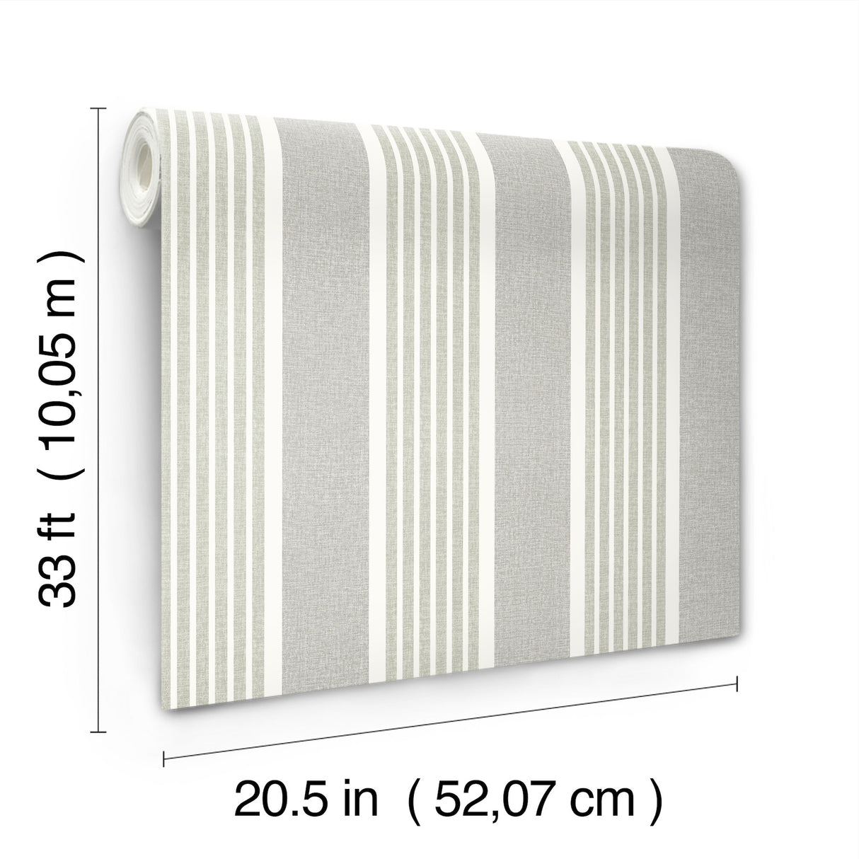 Bingley Green by Chesapeake Embellished Multi-Stripe Farmhouse Prepasted Non-Woven Hybrid Wallpaper from Plaid & Stripe Collection - 4192-83432