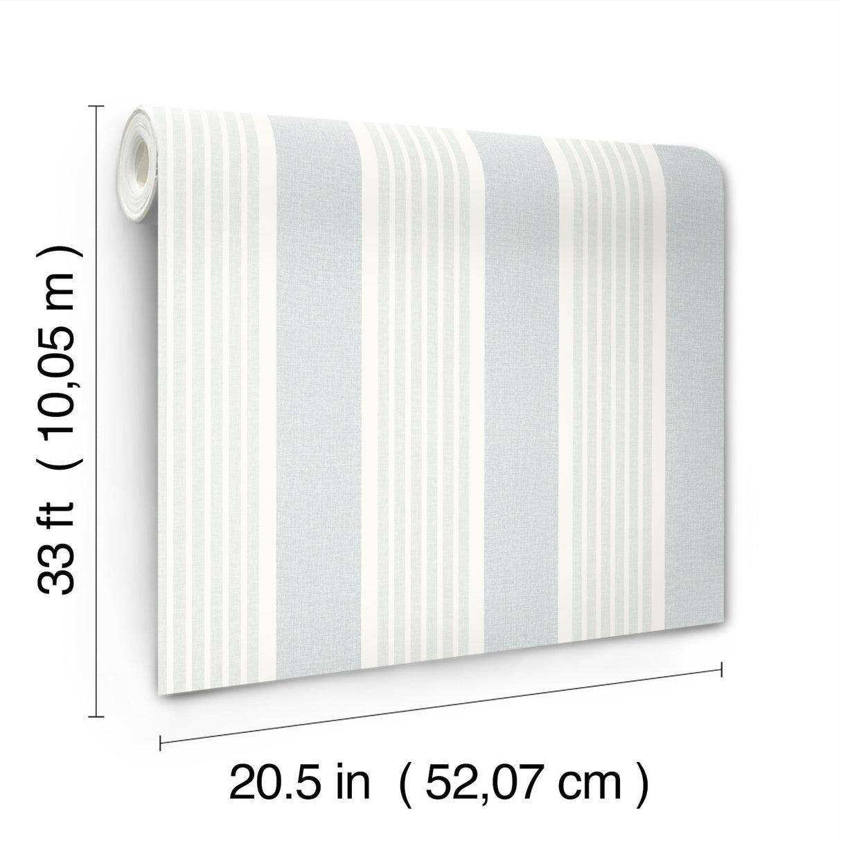 Bingley Light Blue Embellished Stripe by Chesapeake Farmhouse Prepasted Wallpaper - Chesapeake 4192-83436