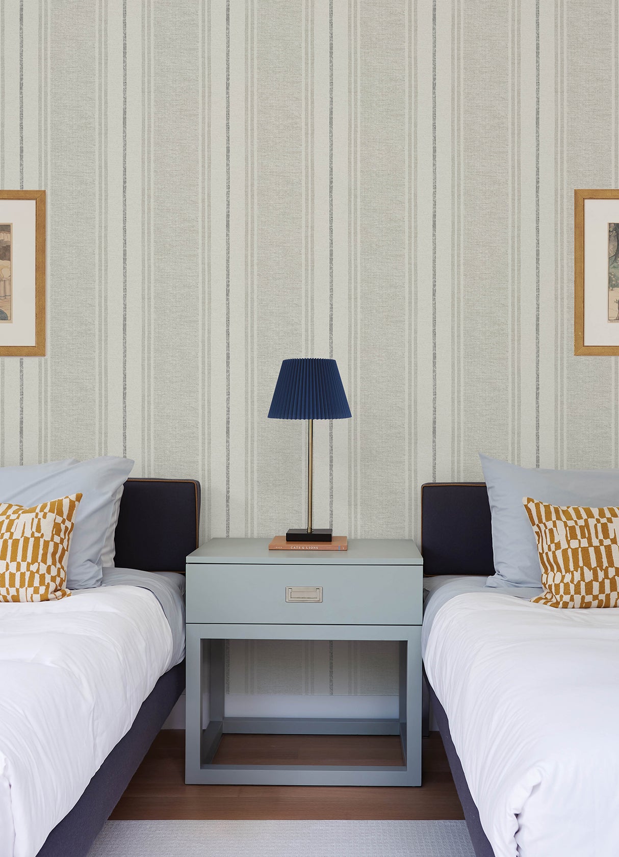 Maddox Flannel Stripe Wallpaper in Grey by Chesapeake Easy Walls Prepasted Non Woven Hybrid Washable Strippable Sidewall - 4192-83441