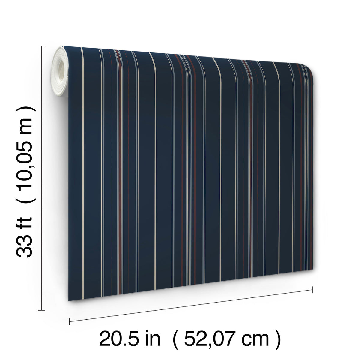 Lascelle Navy Modern Pinstripe Wallpaper by Chesapeake Plaid & Stripe Collection - 4192-83450