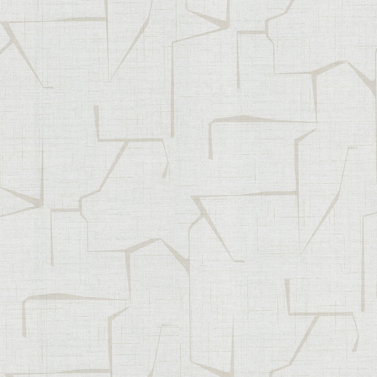 Lyle Off-White Abstract Geometric Wallpaper swatch and room view
