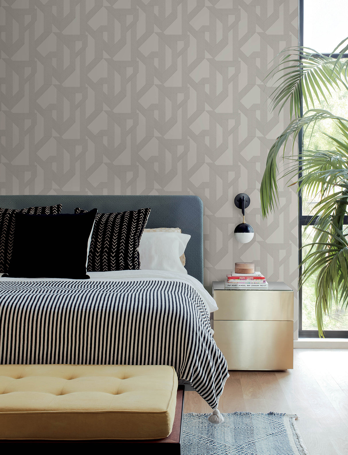 Franz Dove Geometric Wallpaper by A-Street Prints Modern Metallic Abstract Non Woven Unpasted Sidewall - 4198-27800