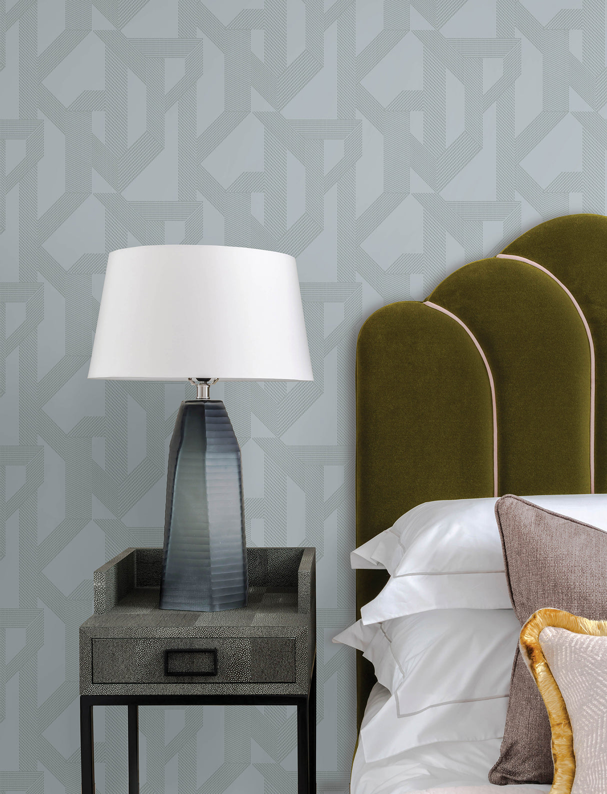 Franz Light Blue Abstract Metallic Geometric Non Woven Unpasted Strippable Wallpaper by A-Street Prints Moderne Deco Collection - 4198-27801